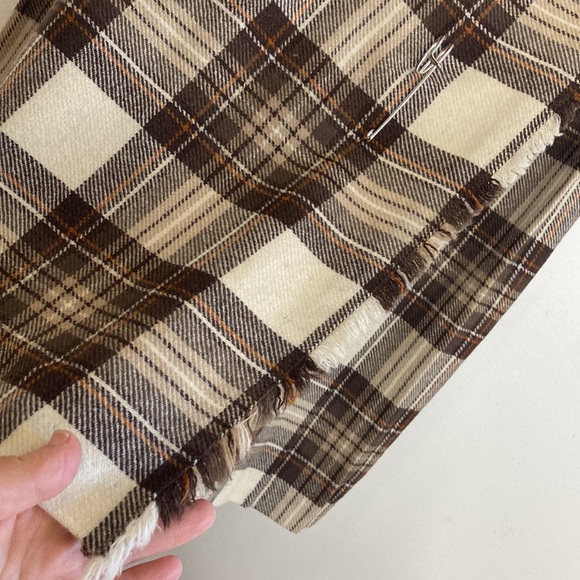 Vintage Kilt Womens XS Brown Cream Tartan Plaid Wool Pleated Midi Skirt Scotland - Picture 5 of 8